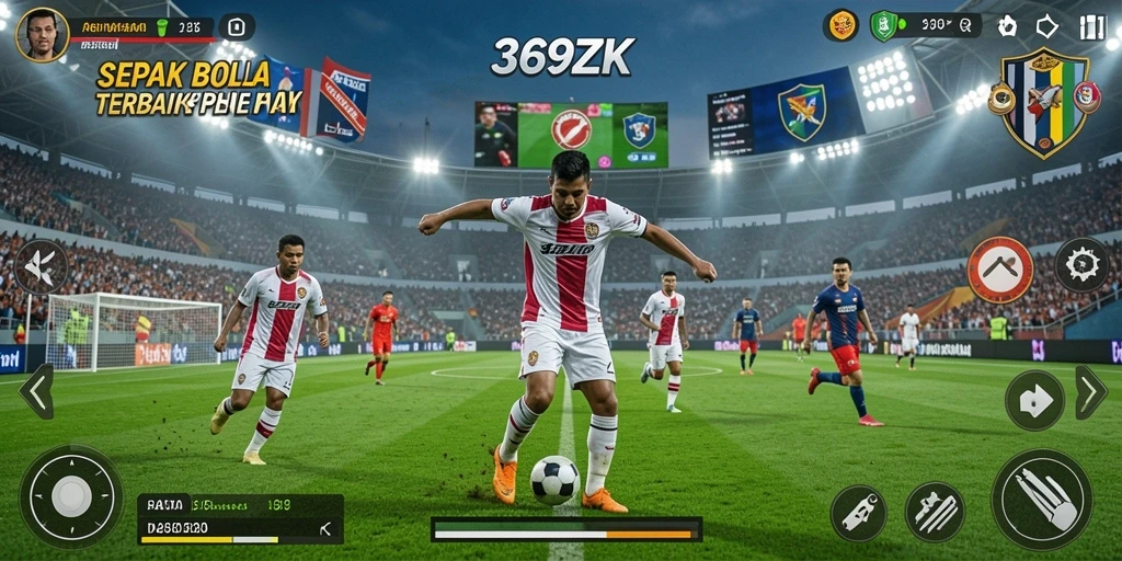 Gameplay seru 369ZK dengan aksi sepak bola mendebarkan.