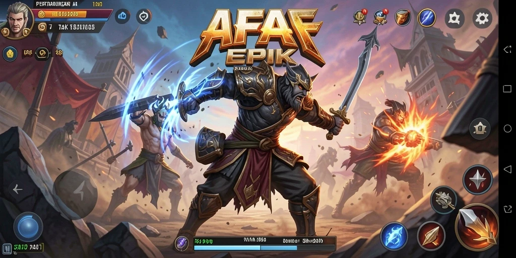 Screenshot gameplay AFAF menunjukkan pertarungan seru antar karakter.