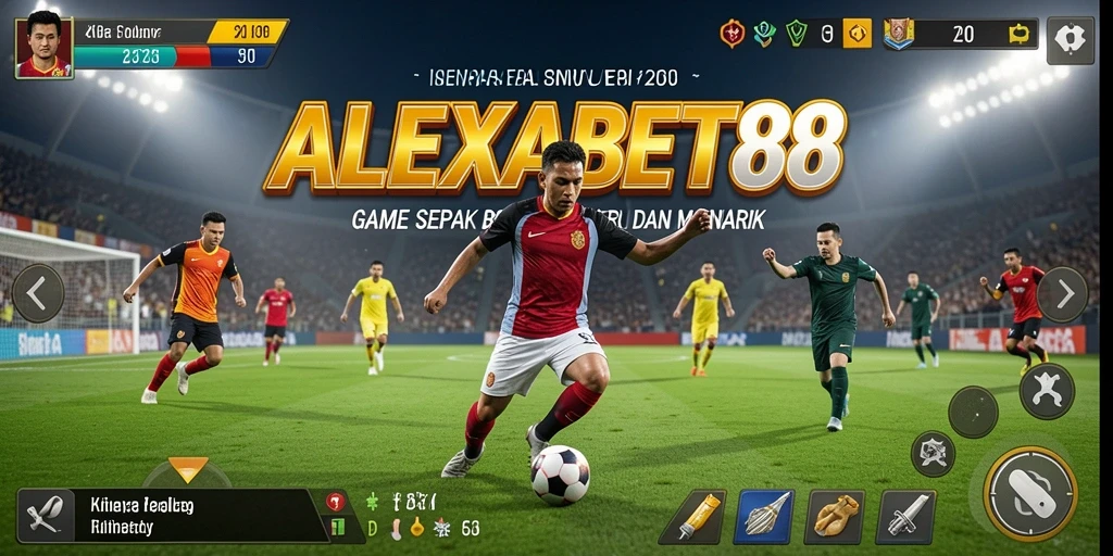 Tangkapan layar gameplay ALEXABET88 menampilkan pertandingan sepak bola yang mendebarkan.