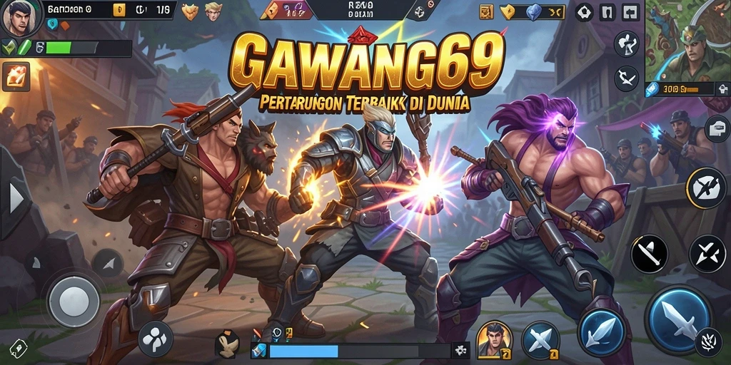 Tangkapan layar utama GAWANG69 menampilkan duel seru di arena Battle Royale.