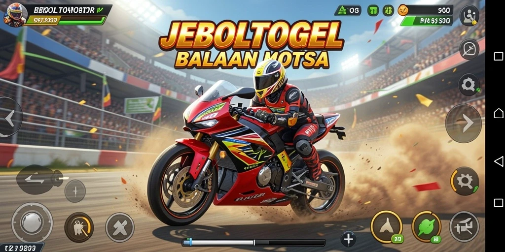 Gameplay seru JEBOLTOGEL dengan balapan motor menegangkan.