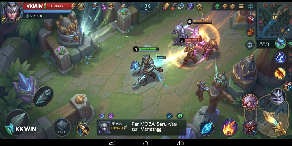 Gambaran gameplay seru dari KKWIN dalam pertempuran MOBA.