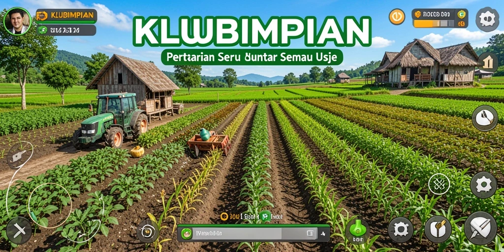 Tampilan gameplay yang menampilkan aktivitas bertani di KLUBIMPIAN.