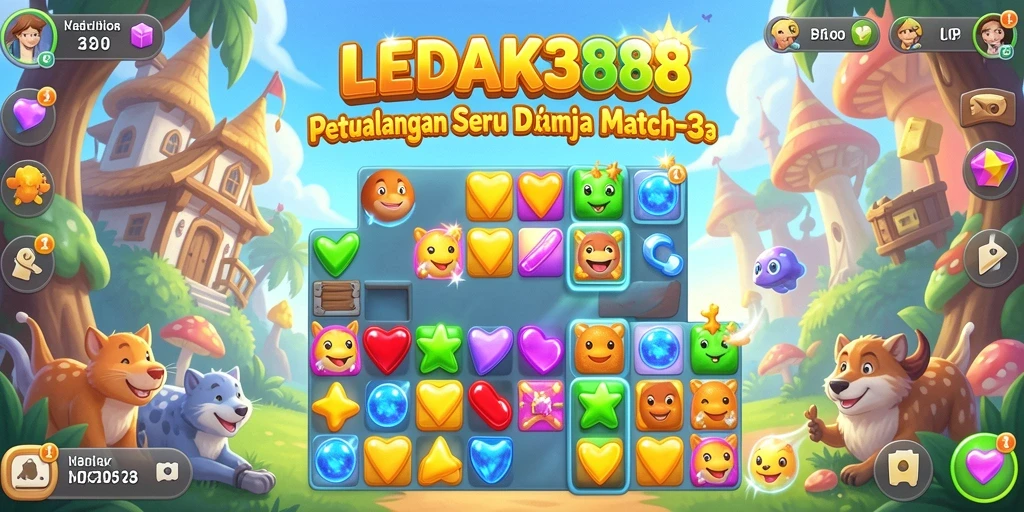 Tampilan gameplay LEDAK388 yang menarik dalam genre Match-3.