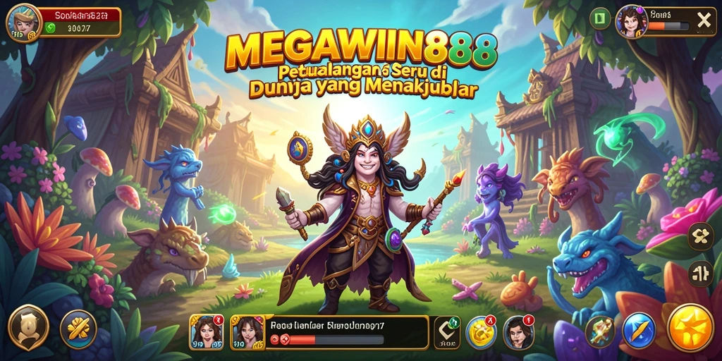 Tampilan permainan <strong>MEGAWIN888</strong> yang penuh warna dan mendebarkan.