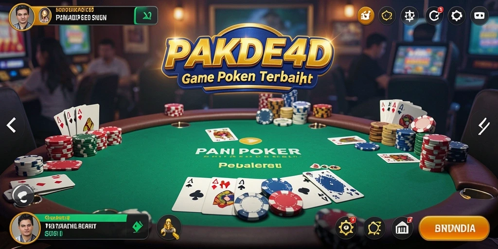Screenshot utama PAKDE4D yang menunjukkan gameplay seru poker.