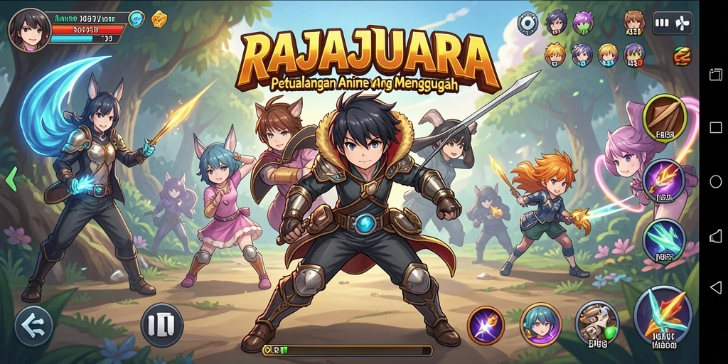 Tampilan gameplay menakjubkan dari RAJAJUARA dengan karakter Anime yang menarik.