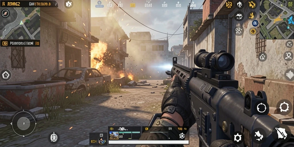 Tampilan gameplay seru dalam REMI62 dengan aksi tembak-menembak yang intens.