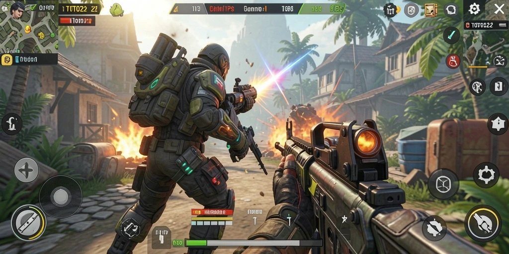 Screenshot menunjukkan aksi tempur intens dalam TOTO22.