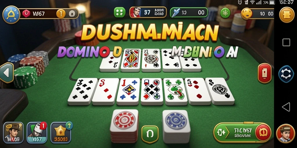 Tampilan gameplay seru dalam W67 dengan pemain Domino lainnya.